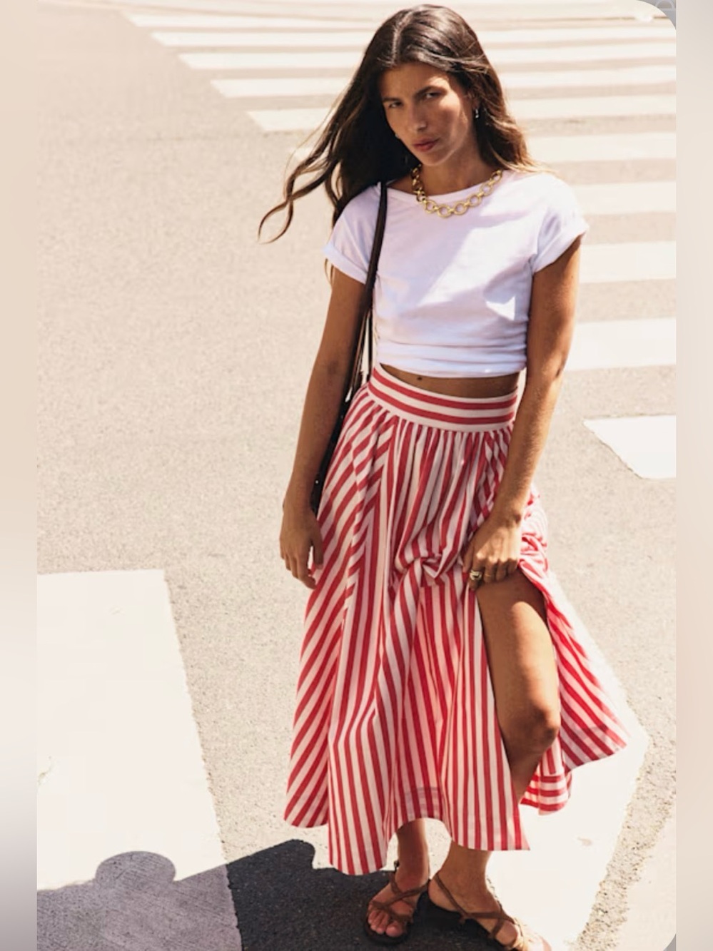 NWT Sezane Arianna Red Striped Long Skirt size 2 - Picture 2 of 8